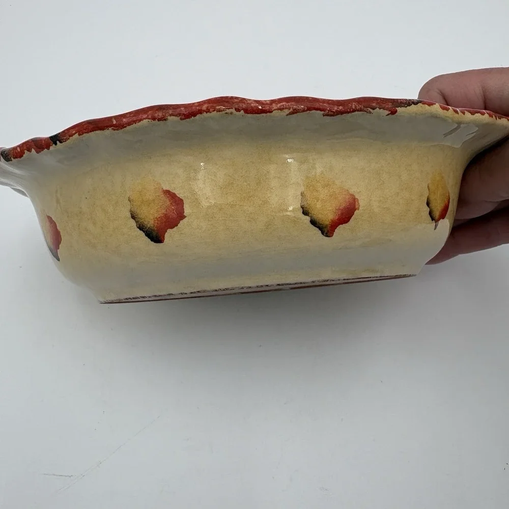 ITALICA ARS Hand Painted Pottery 8-1/2‎ x 6 Oval Oven Bowl, Italy